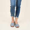 Pearl Beaded Distressed Hem Capris - Ceniajeans