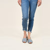 Pearl Beaded Distressed Hem Capris - Ceniajeans