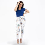 White and Purple Printed Capris Jeans - Ceniajeans