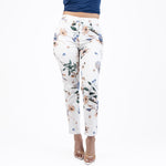 White and Purple Printed Capris Jeans - Ceniajeans