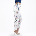 White and Purple Printed Capris Jeans - Ceniajeans