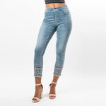 Chevron Beaded Hem Capris - Ceniajeans