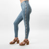 Beaded Snake Trim Side Insert Capris - Ceniajeans