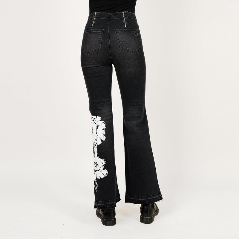 Placement Screen Print Leg Boot Cut - Ceniajeans