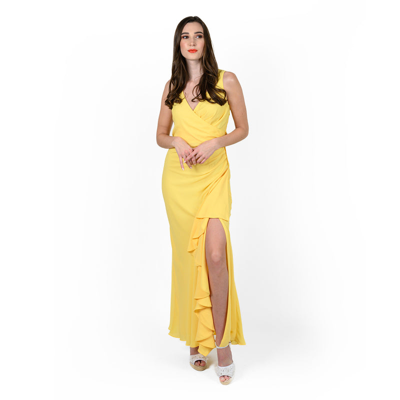 Asymmetric Flounced Wrap Dress - Cenia New York