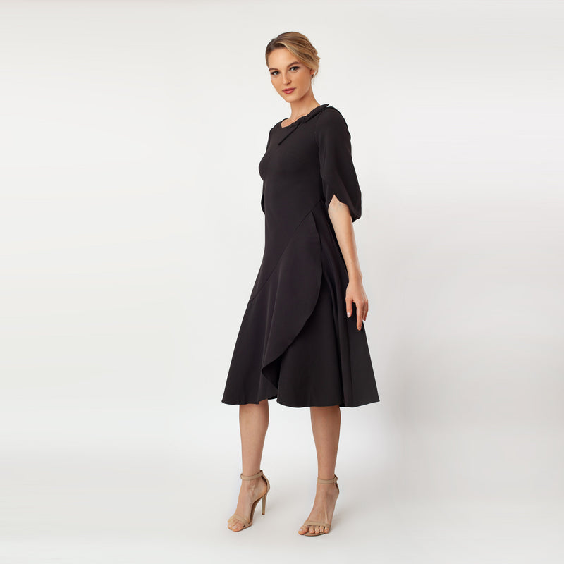 CN7143_Tulip Sleeve T-length Fit & Flare Dress - Cenia New York