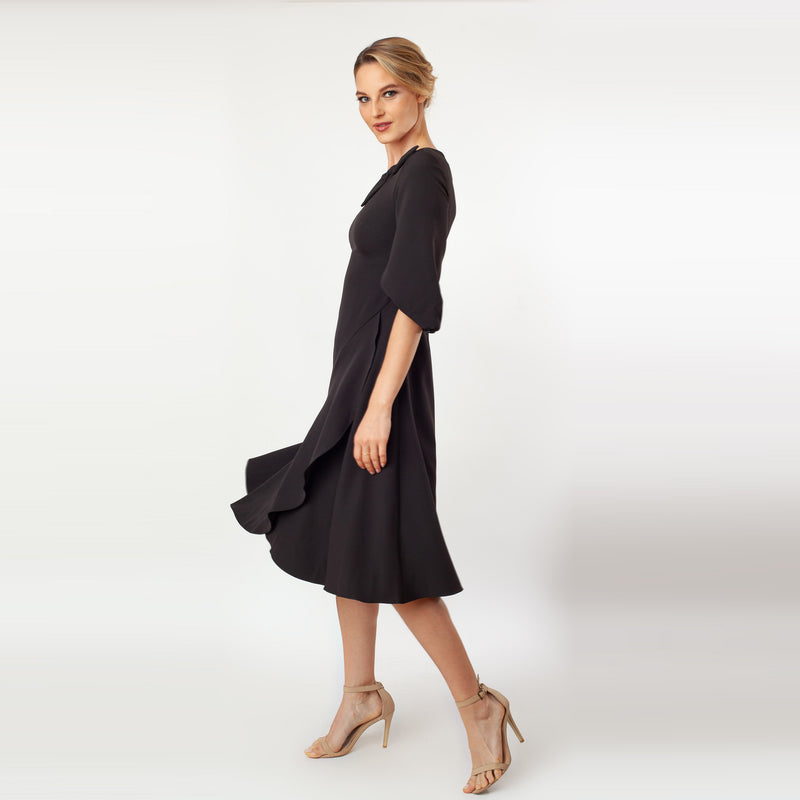 CN7143_Tulip Sleeve T-length Fit & Flare Dress - Cenia New York