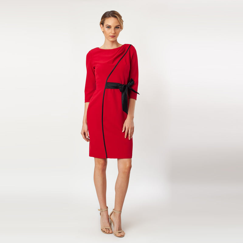 CN7147-Contrast Side Tie Sheath - Cenia New York