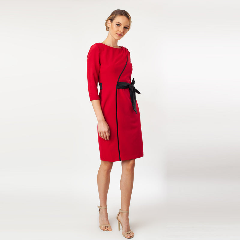 CN7147-Contrast Side Tie Sheath - Cenia New York