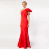 CN7155_One Shoulder Bow Sleeve Gown - Cenia New York