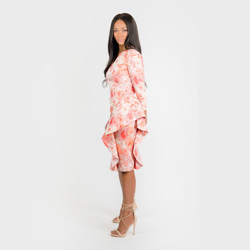 CN7162D Asymmetric Flounce Sheath - Cenia New York