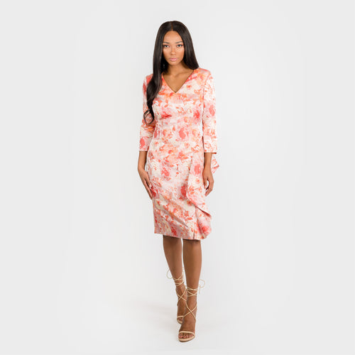 CN7162D Asymmetric Flounce Sheath - Cenia New York