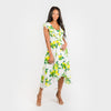 CN7177 Ruffled Nkline Sharkbite Hem Dress - Cenia New York