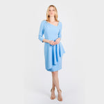 CN7185 3/4 Slv Assymmetric Nkline Overskirt Dress - Cenia New York