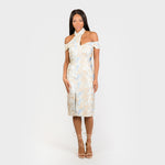 CN7186 Asymmetric Halter Off The Shoulder Sheath - Cenia New York