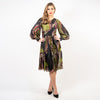 Asymmetric Neckline Pleated A-line Dress - Cenia New York