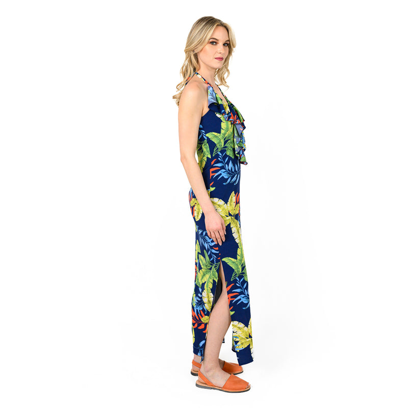Ruffle Front Halter Dress - Cenia New York