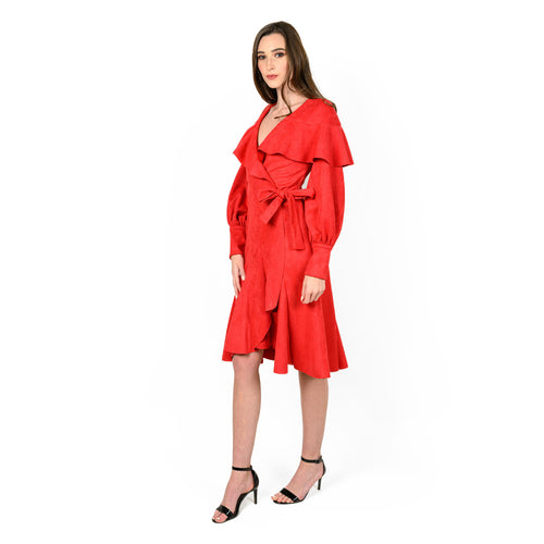 Ruffled Shoulder Wrap Dress - Pre/order - Cenia New York