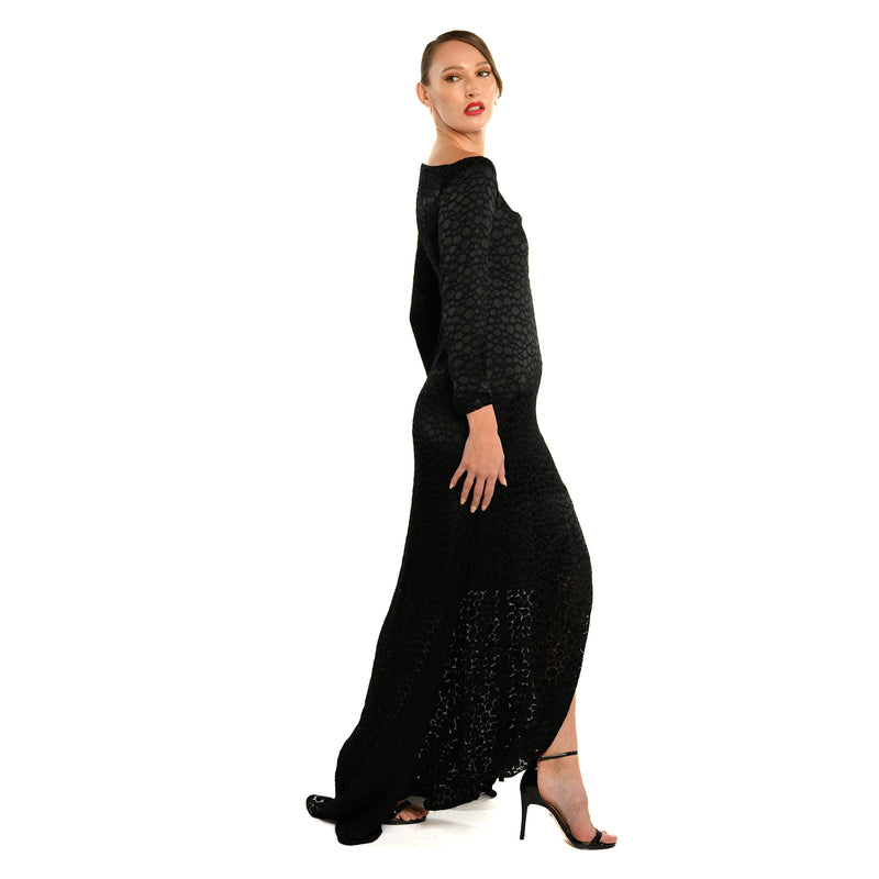 Asymmetric Shoulder Side Slit Gown - Cenia New York