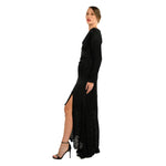 Asymmetric Shoulder Side Slit Gown - Cenia New York