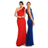 Asymmetric Shoulder Side Ruffled Gown - Cenia New York