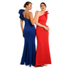 Asymmetric Shoulder Side Ruffled Gown - Cenia New York