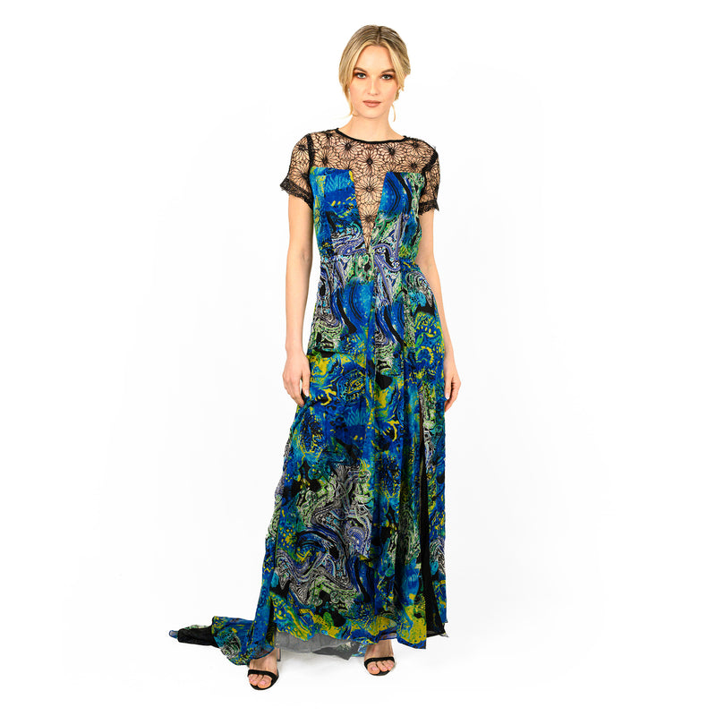 Mix-Media Side Flounce Gown - Pre/order - Cenia New York