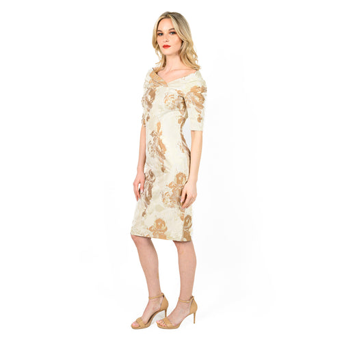 Off The Shoulder Pleated Nkline Sheath - Cenia New York